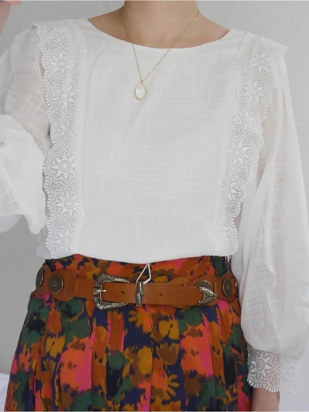 Sezane Cleo Blouse White Slub Gauze Cotton Lace Boho Parisian Coastal Breathable - Picture 6 of 15
